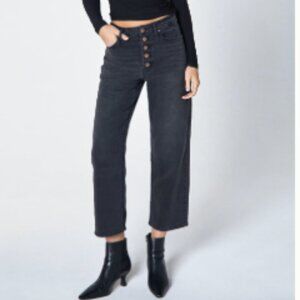 Black High-Waisted Button-Fly Jeans